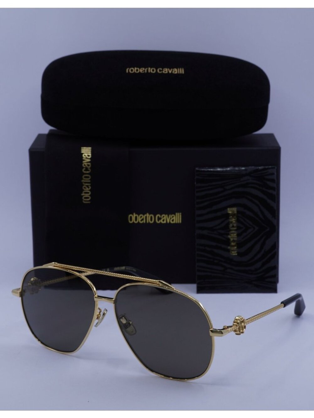 Roberto Cavalli SRC008V 400P Aviator Sunglasses – Gold / Grey Polarized